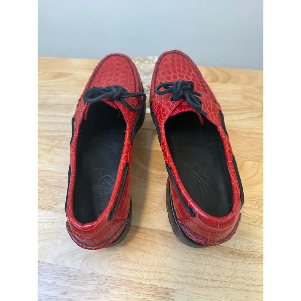 NEW Rancourt & Co. Red Leather American Alligator Boat Shoes Maine USA 8.5D JL